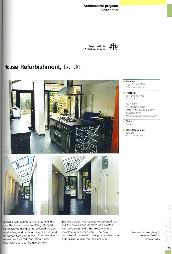 RIBA Architectural Projects 2006 featuring House Refurbishment project by Nigel Buckie from Object Architecture